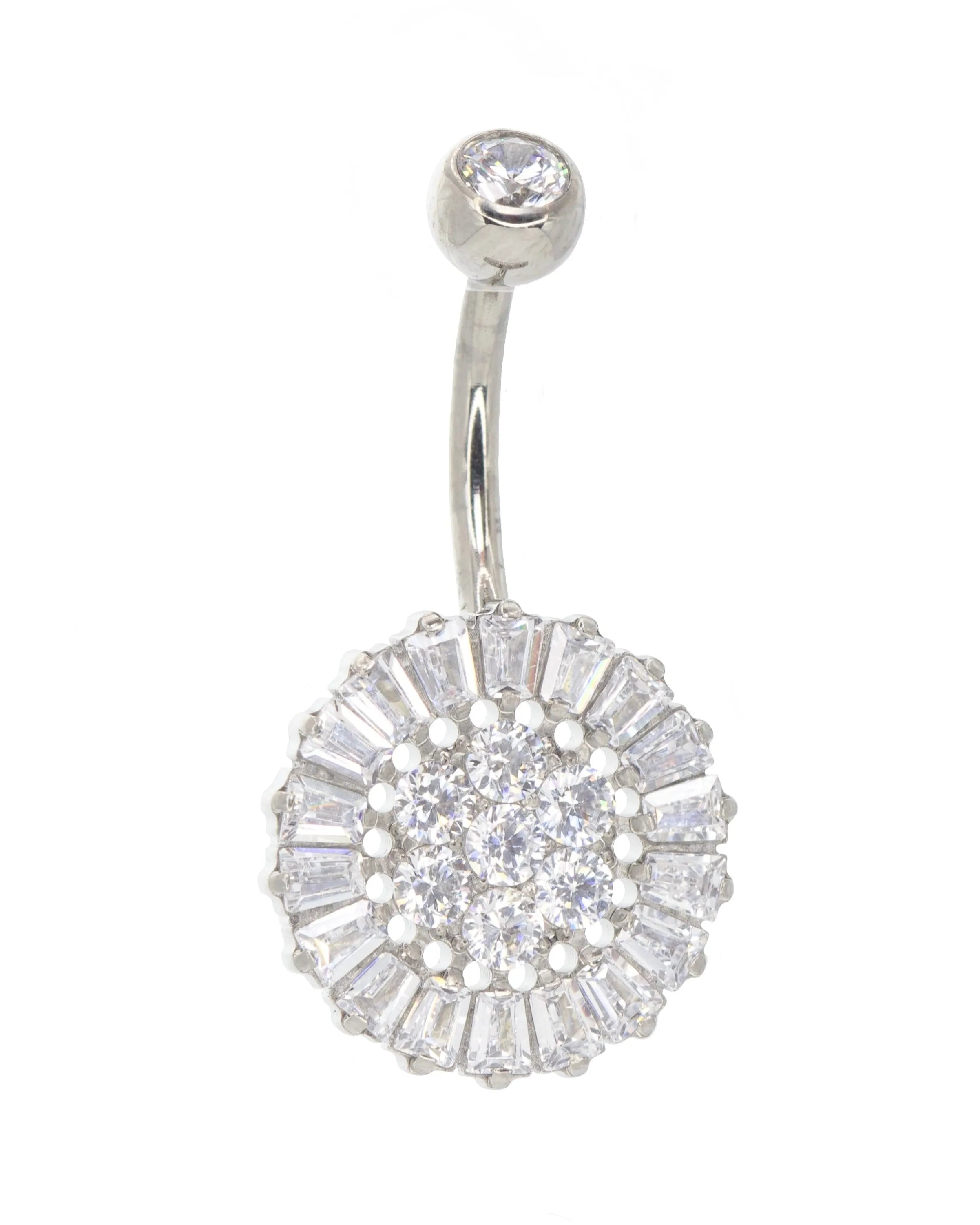 Titanium Belly Button Ring - Elegant Crystal Sun