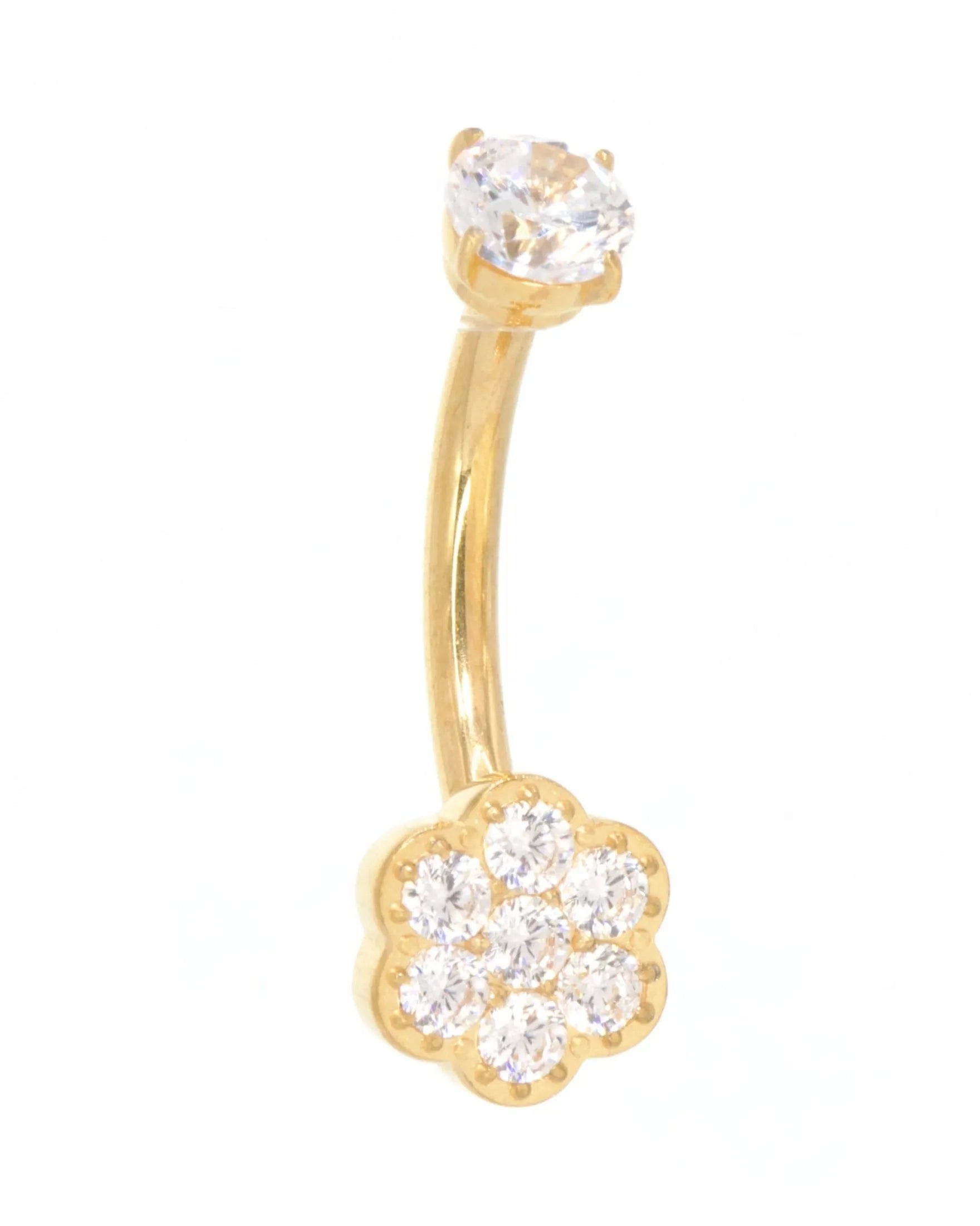 Titanium Belly Button Ring - Mini Crystal Flower