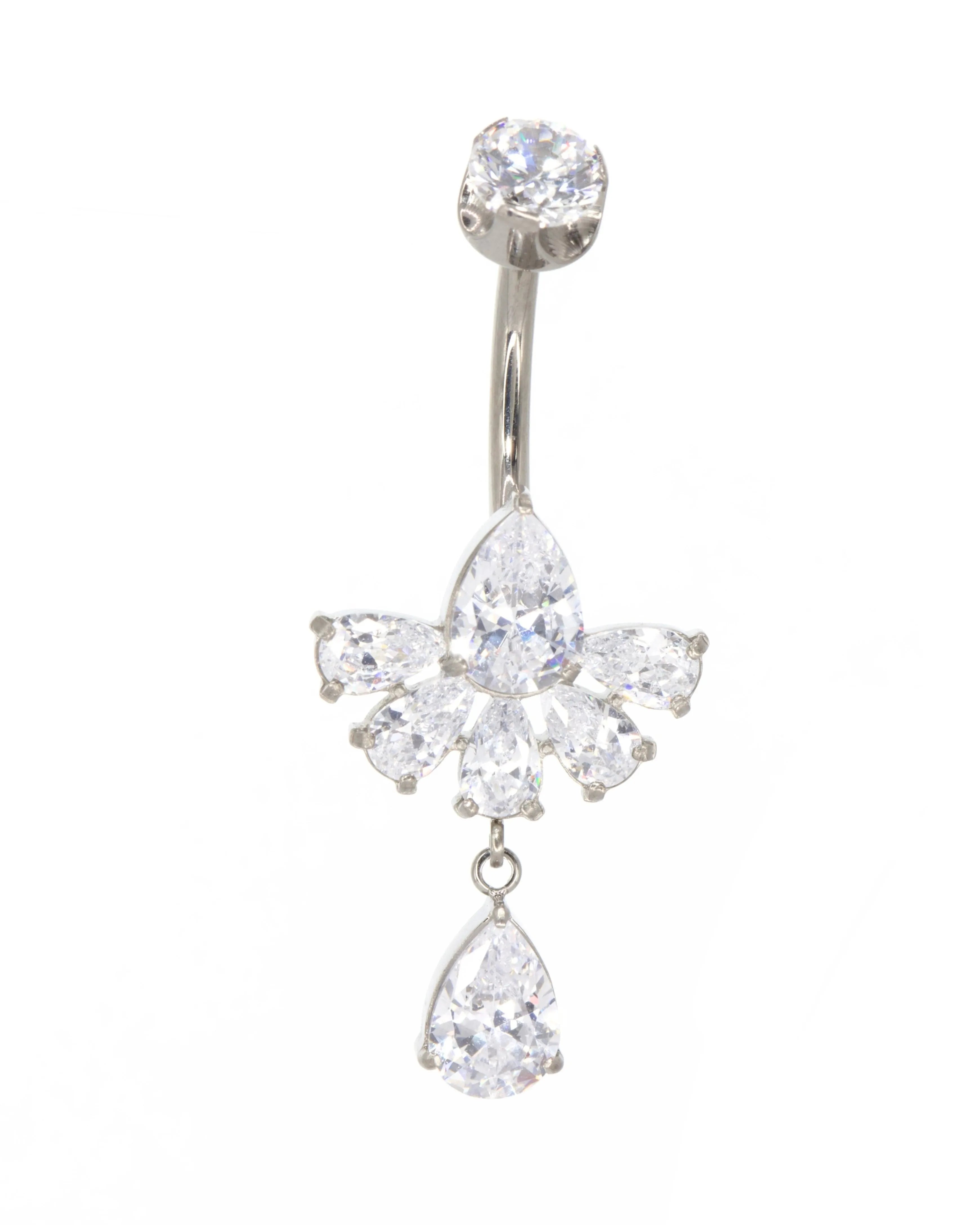 Titanium Belly Button Ring - Mayan Crystal Design