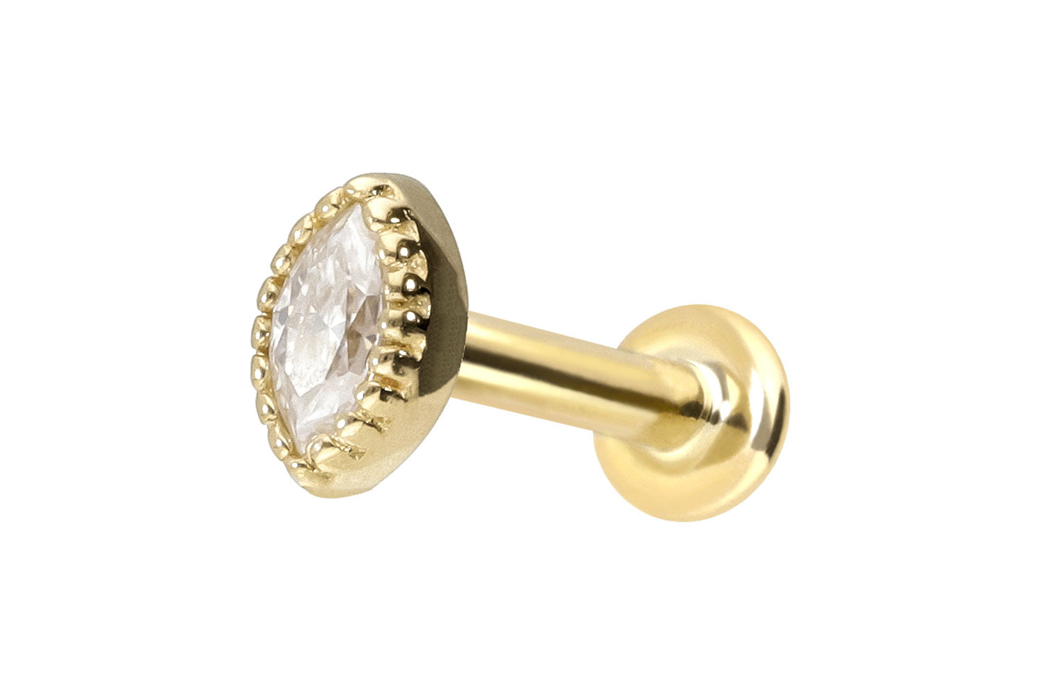 14K Gold Flat Back Earring - Cute Oval Moissanite