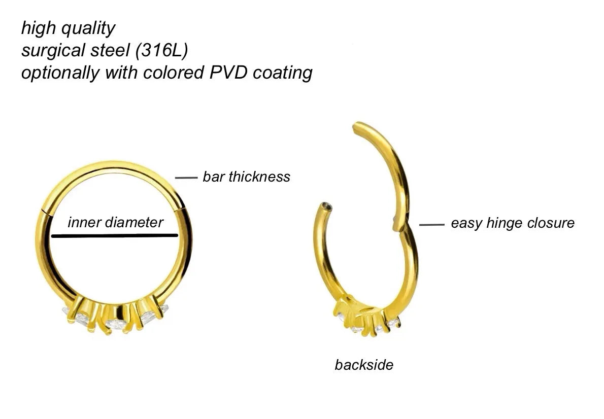 Surgical Steel Clicker Piercing Hoop - Shiny Jewel