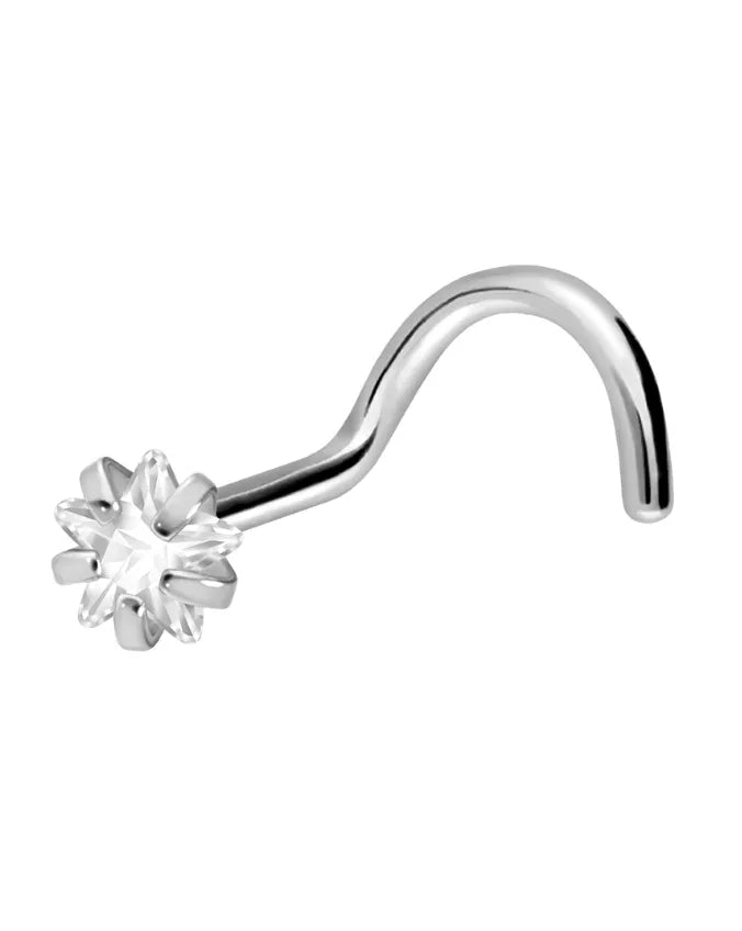Titanium Nose Ring Corkscrew Stud - Twinkling Star