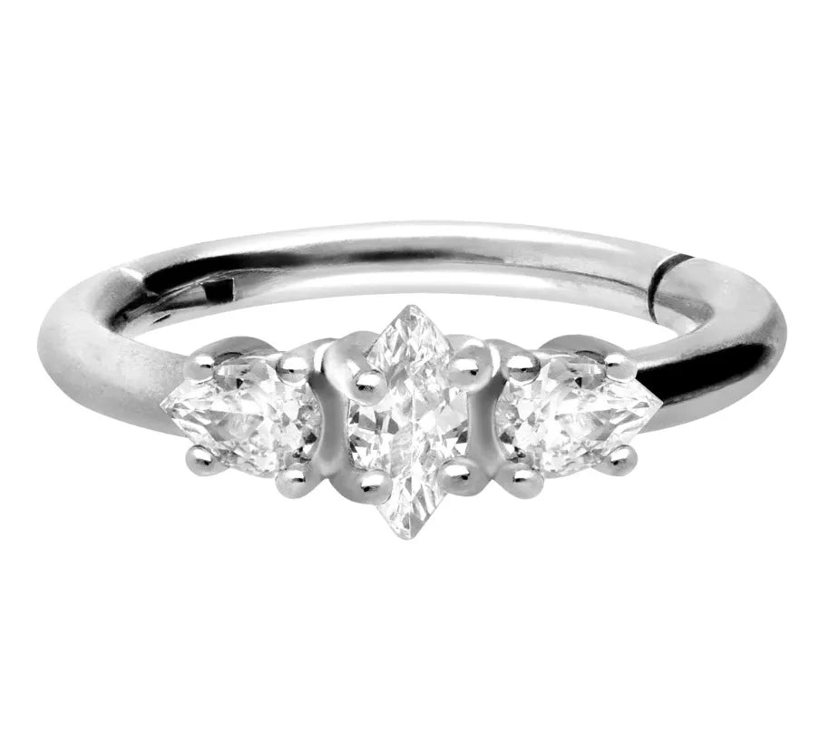 Surgical Steel Clicker Piercing Hoop - Shiny Jewel