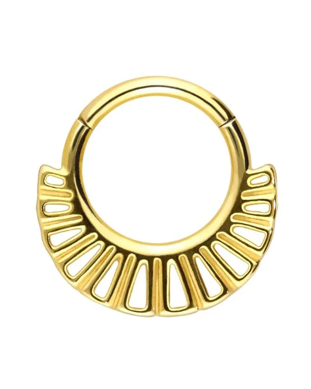 Surgical Steel Clicker Piercing Hoop - Ethnic Design