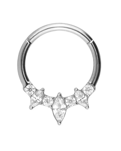 Titanium Clicker Piercing - Spiky Crystals