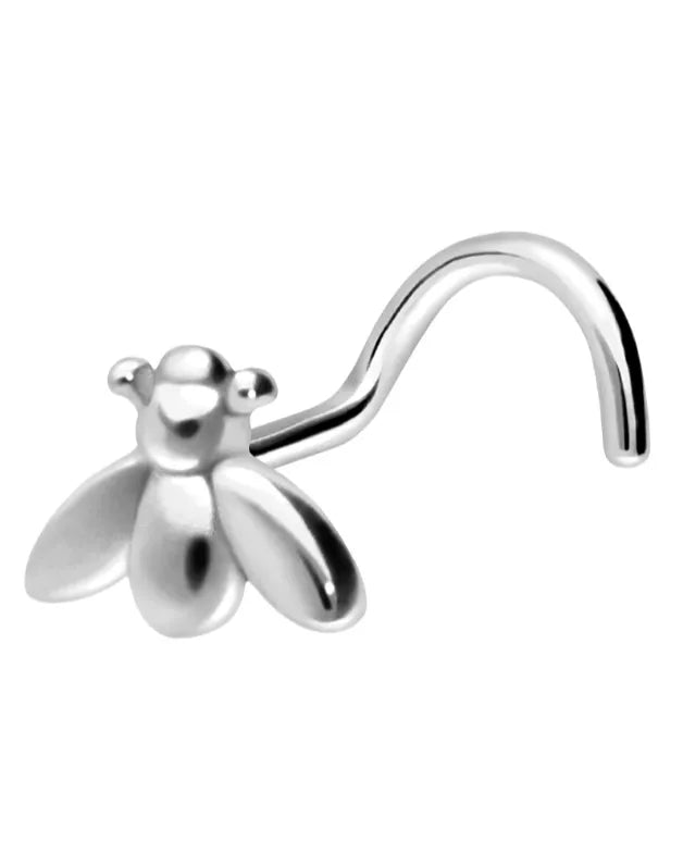 Surgical Steel Nose Ring Corkscrew Stud - Honey Bee