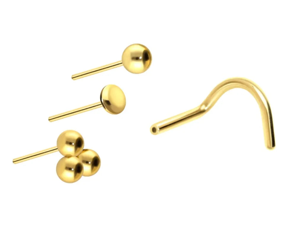 Titanium Nose Ring Corkscrew Stud - 3 Simplistic Designs