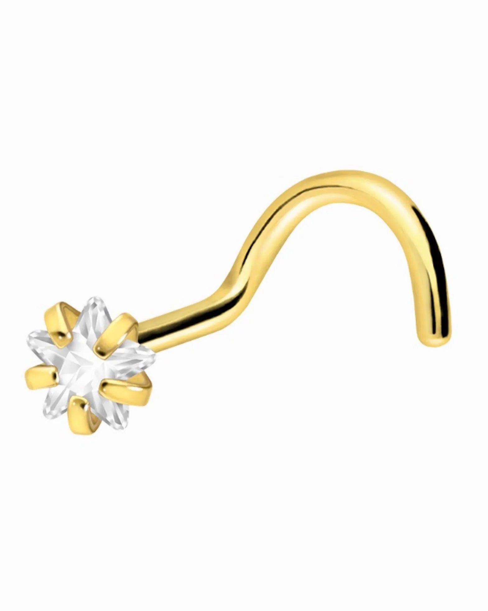 Titanium Nose Ring Corkscrew Stud - Twinkling Star