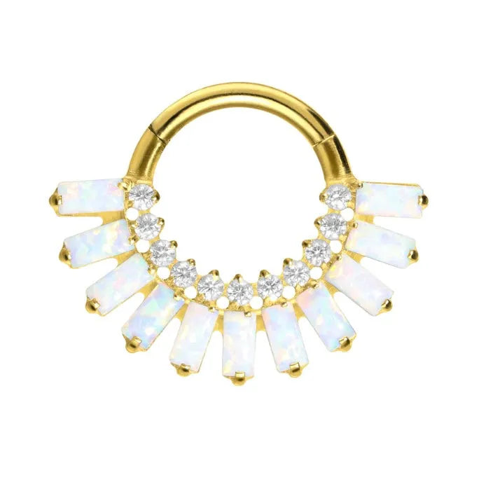 Titanium Clicker Piercing Hoop - Extravagant Opal Design