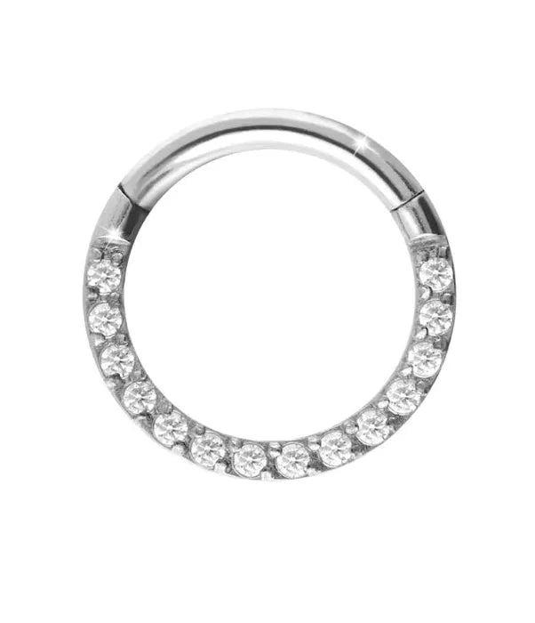 Titanium Clicker Piercing Hoop - Dainty Crystals
