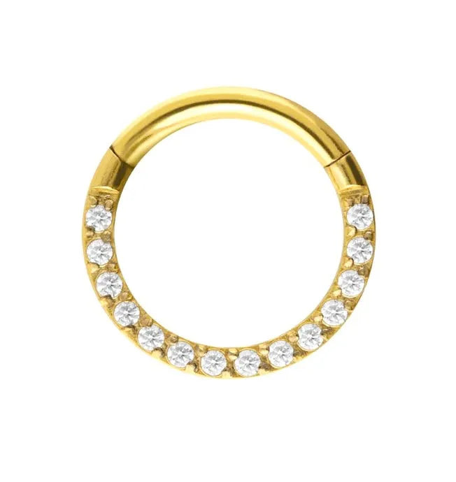 Titanium Clicker Piercing Hoop - Dainty Crystals