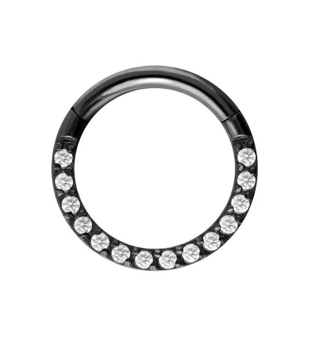 Titanium Clicker Piercing Hoop - Dainty Crystals