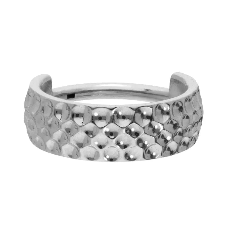 Titanium Clicker Piercing Hoop - Hammered Ring