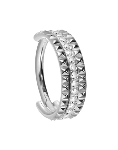 Titanium Clicker Piercing Hoop - Sparkles & Spikes