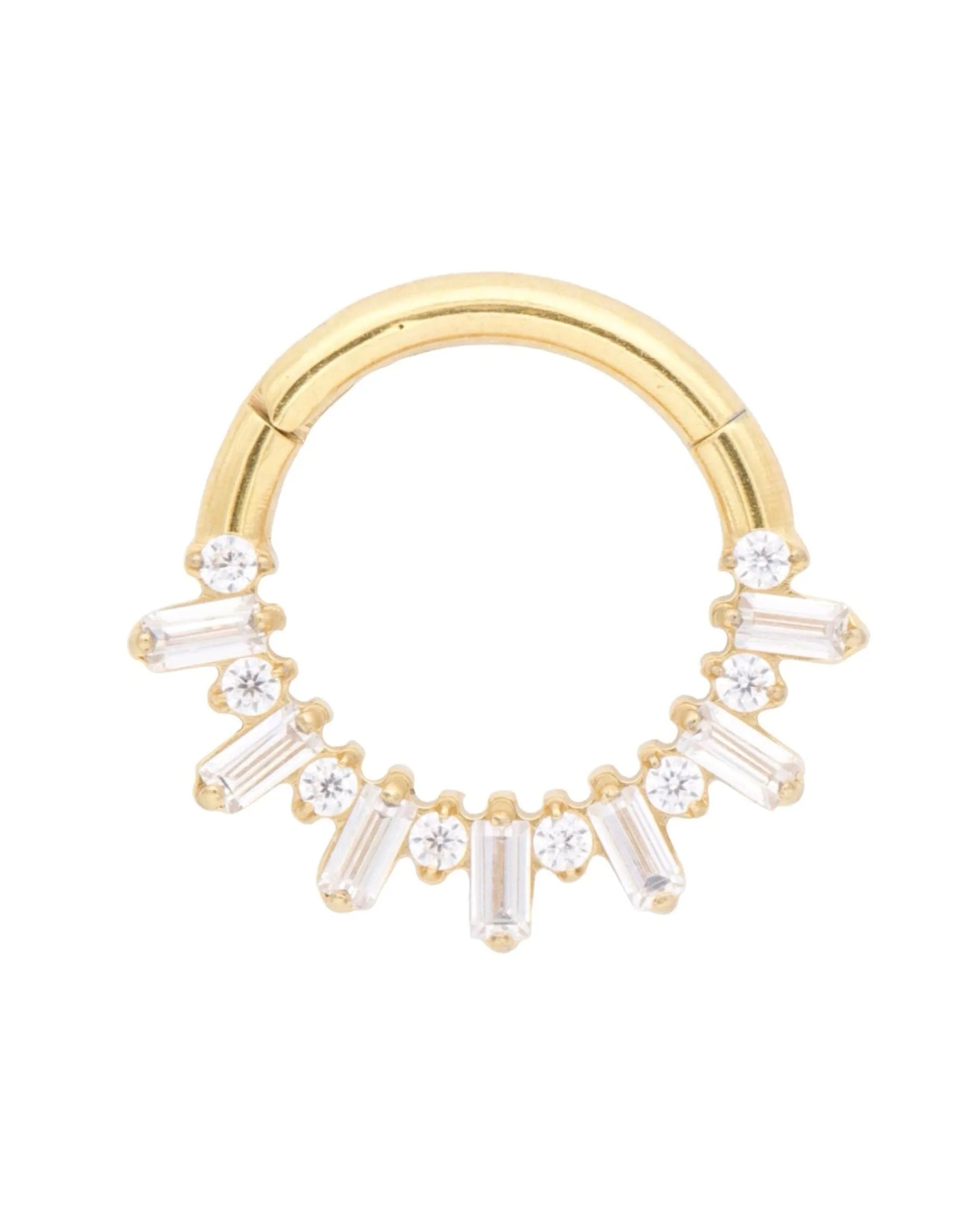 Titanium Clicker Piercing Hoop - Crystal Rays