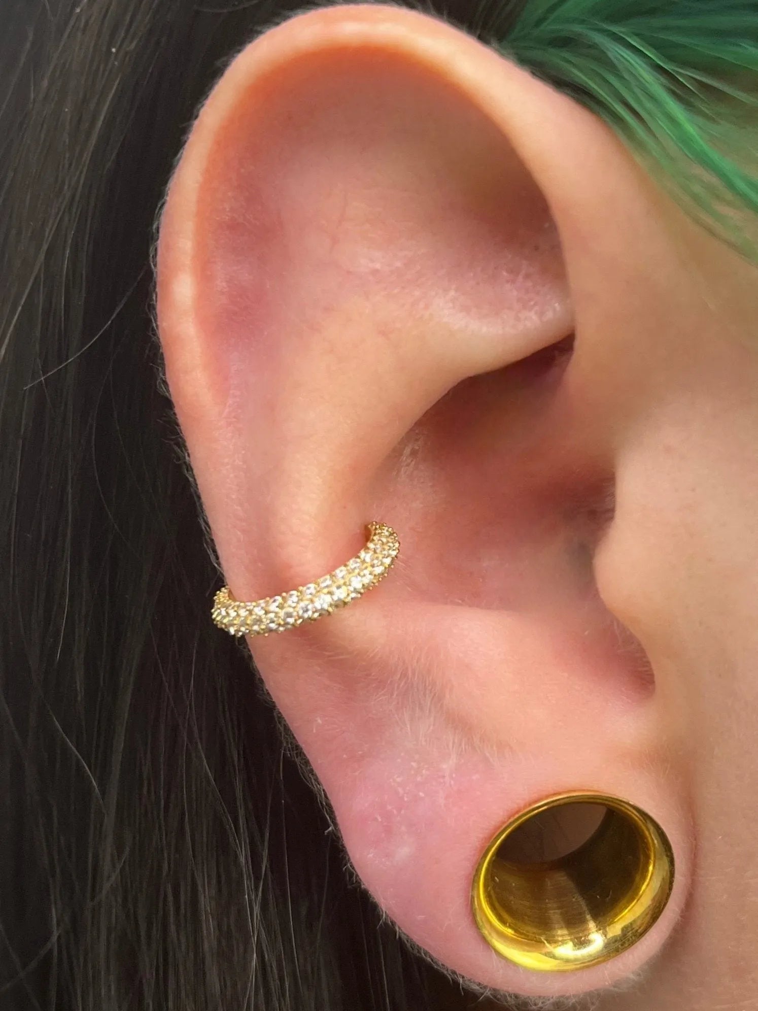Surgical Steel Clicker Piercing Hoop - Shiny Crystals