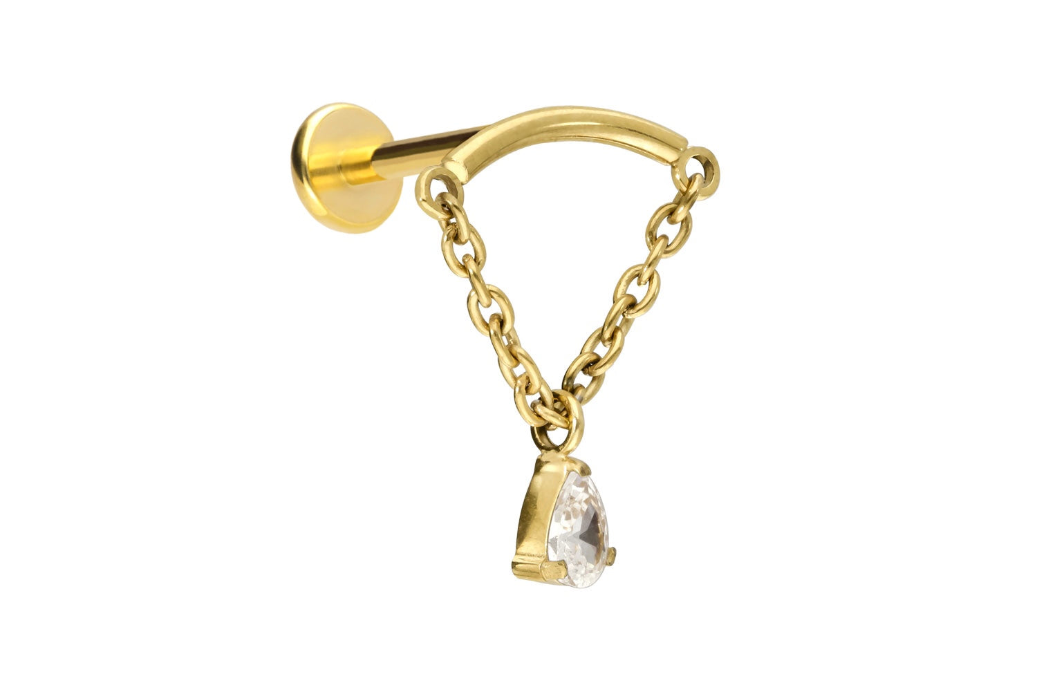 Titanium Hidden Helix Push Pin Flat Back - Floating Crystal Drop
