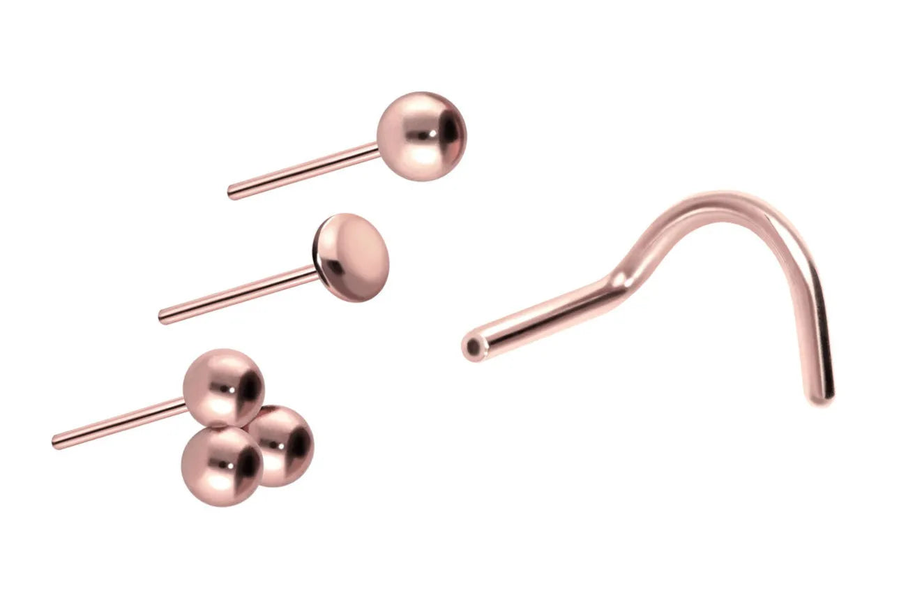 Titanium Nose Ring Corkscrew Stud - 3 Simplistic Designs