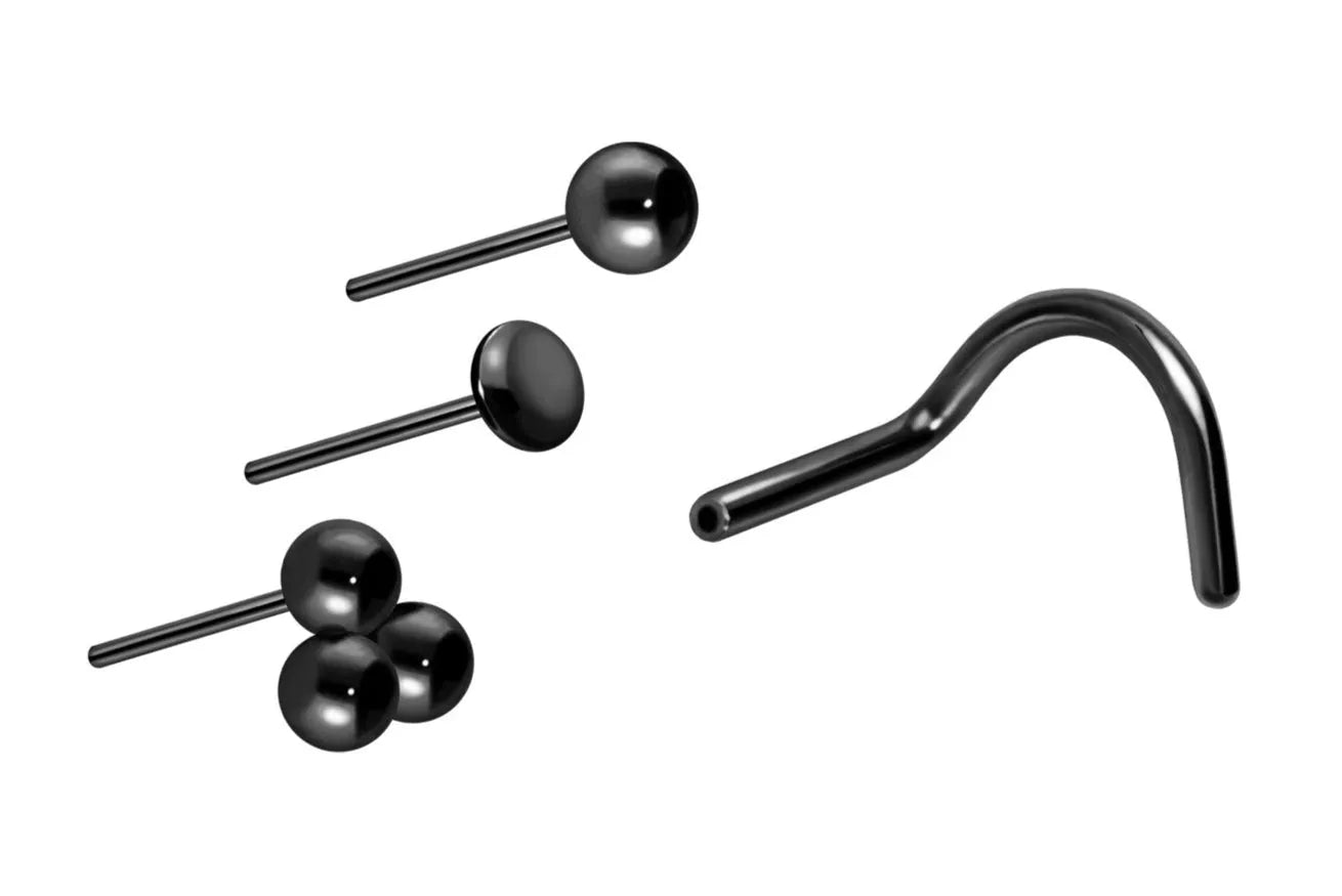 Titanium Nose Ring Corkscrew Stud - 3 Simplistic Designs
