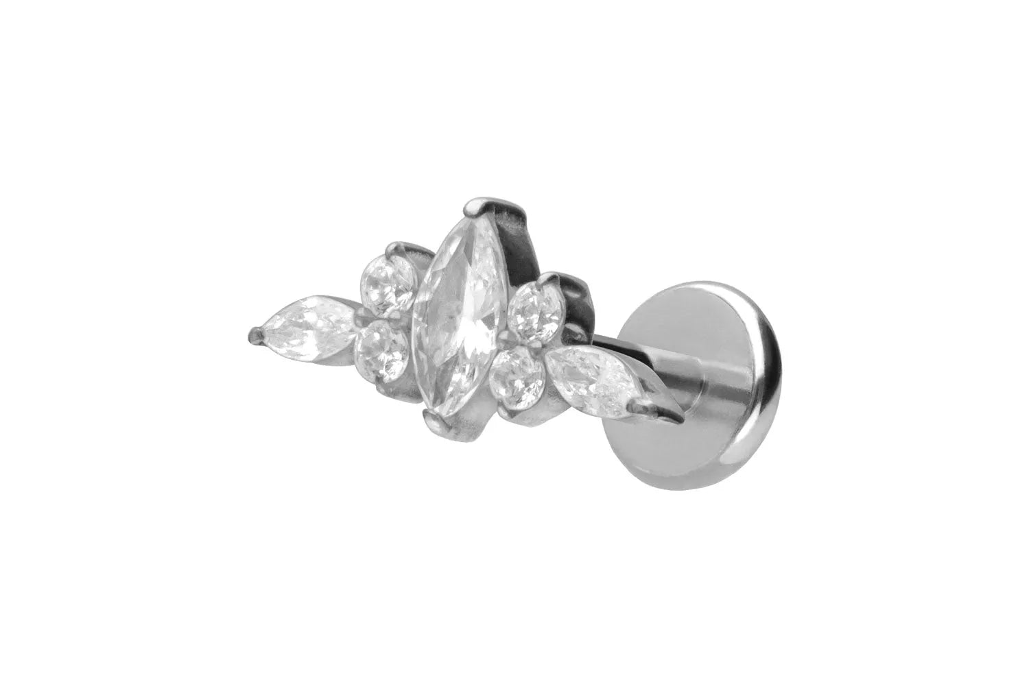 Titanium Push Pin Flat Back Stud - Royal Crystal Crown