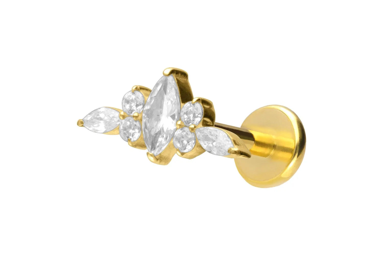 Titanium Push Pin Flat Back Stud - Royal Crystal Crown