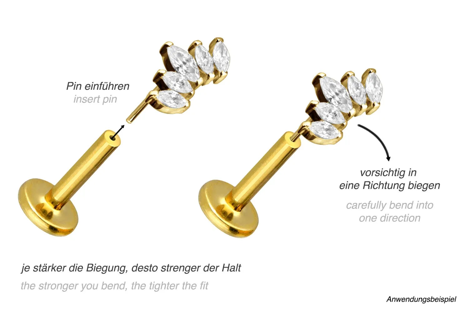 Titanium Push Pin Flat Back Stud - Dainty Crystal Tiara