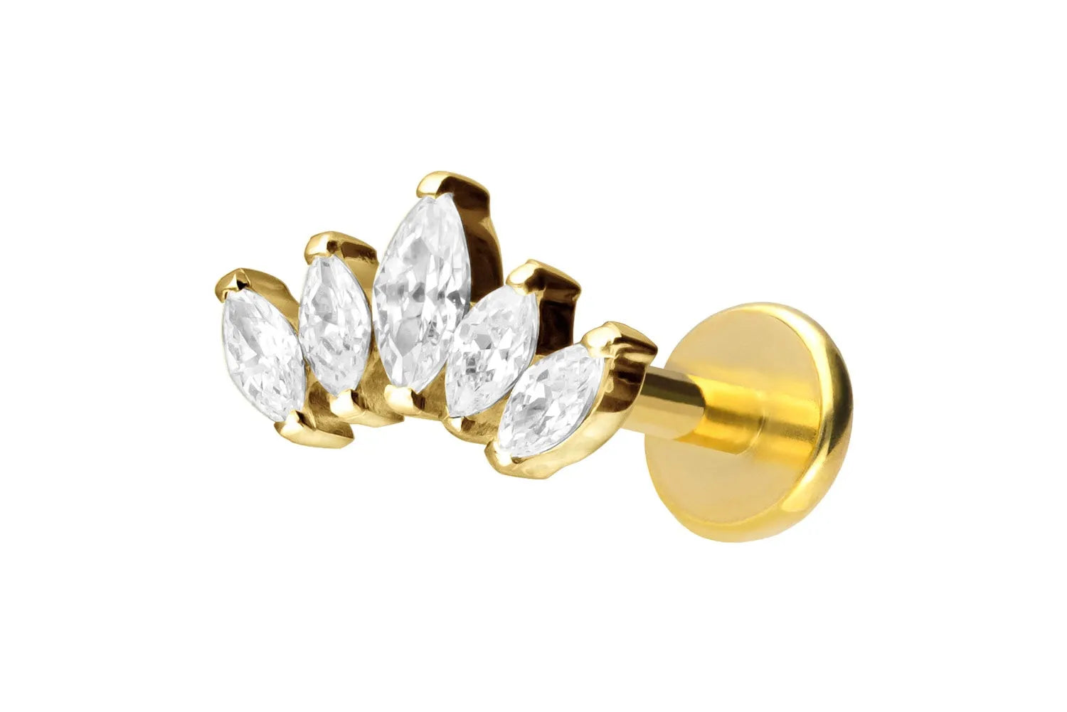 Titanium Push Pin Flat Back Stud - Dainty Crystal Tiara