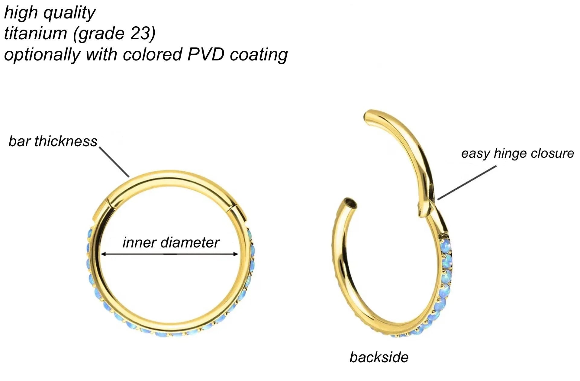 Titanium Clicer Piercing Hoop - Cute Opals