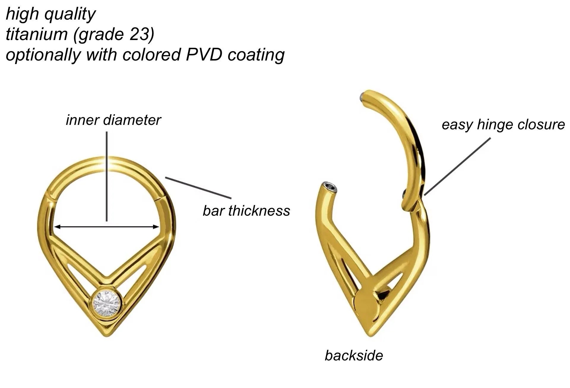 Titanium Clicker Piercing Hoop - Unique Tapered Design