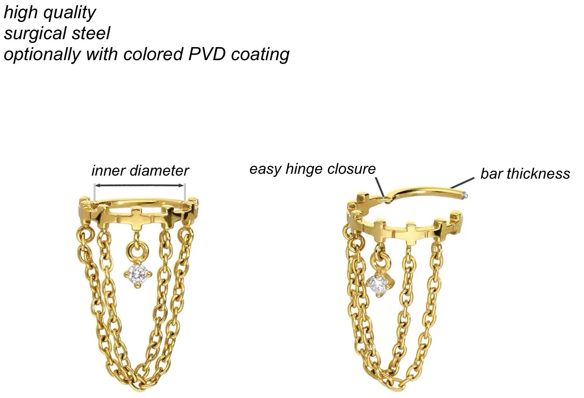 Surgical Steel Clicker Piercing Hoop - Extravagant Crown