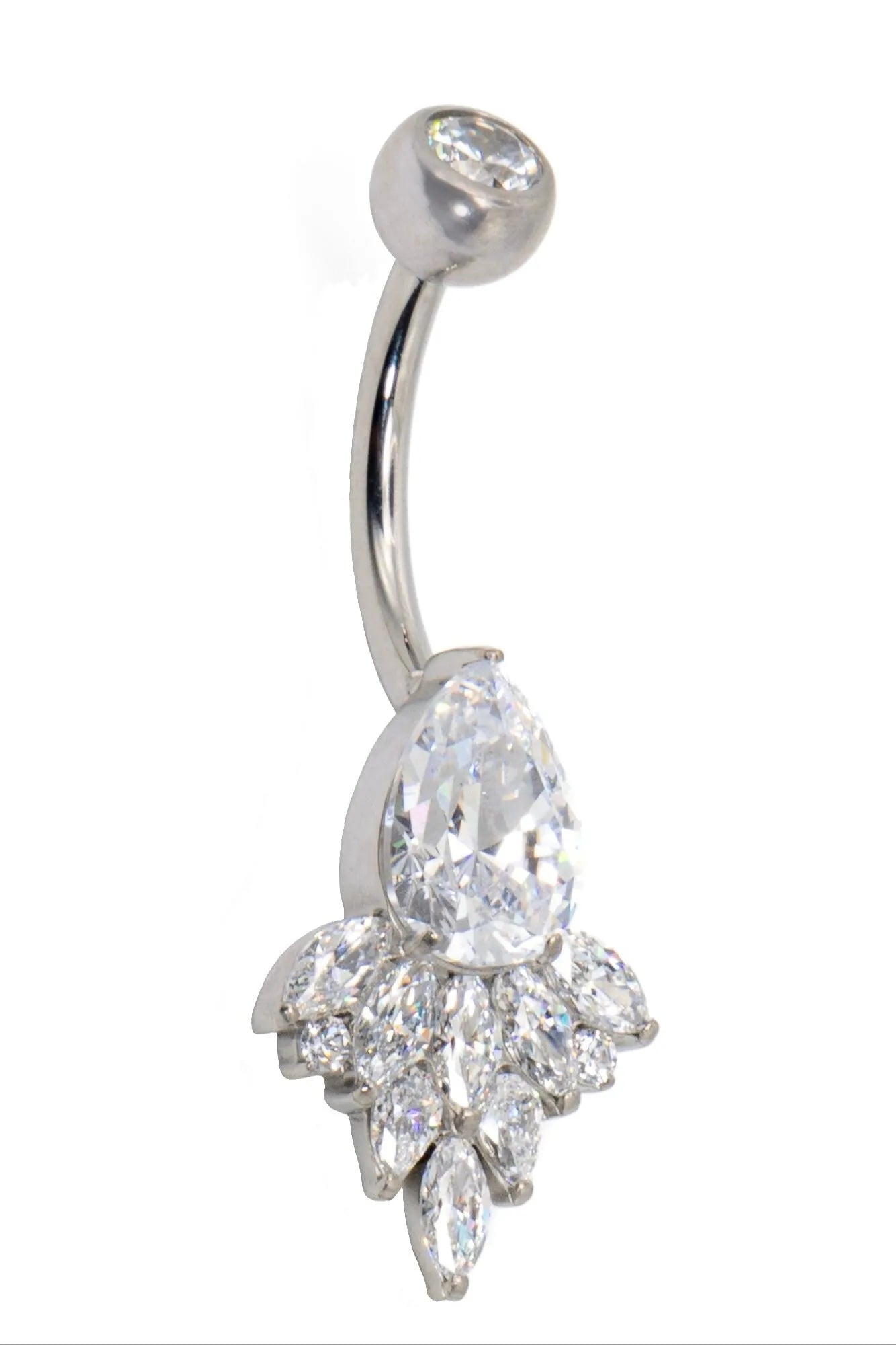 Titanium Belly Button Ring - Elegant Crystal Design