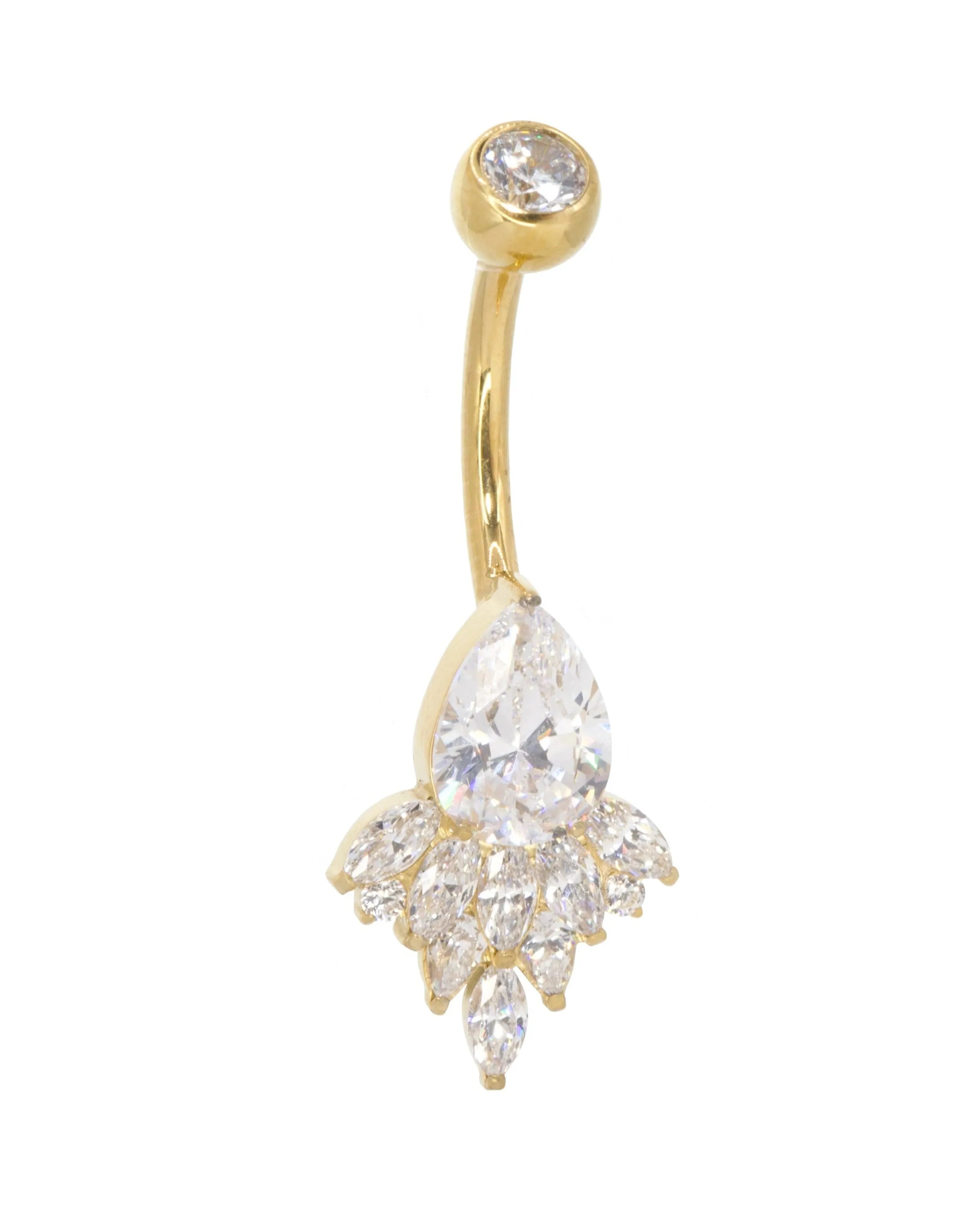 Titanium Belly Button Ring - Elegant Crystal Design