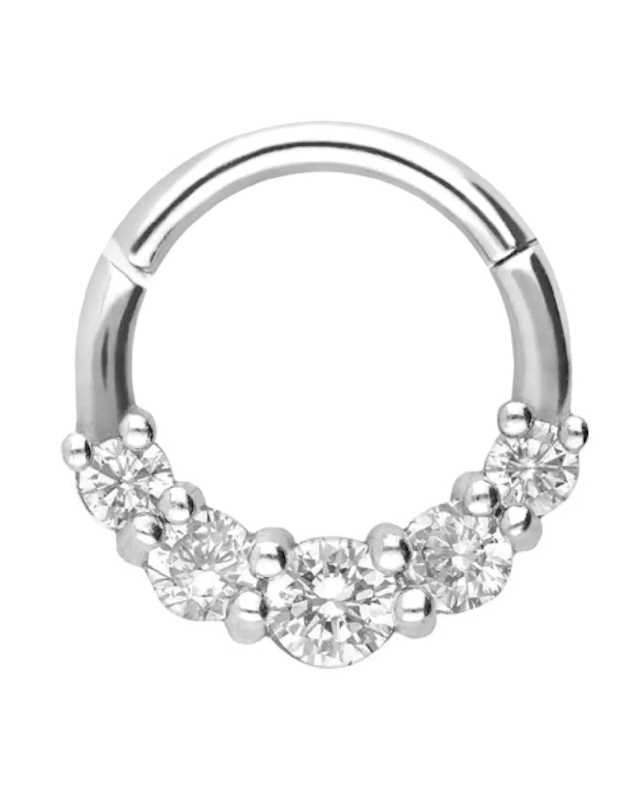 Surgical Steel Clicker Piercing Hoop - Crystal Wreath