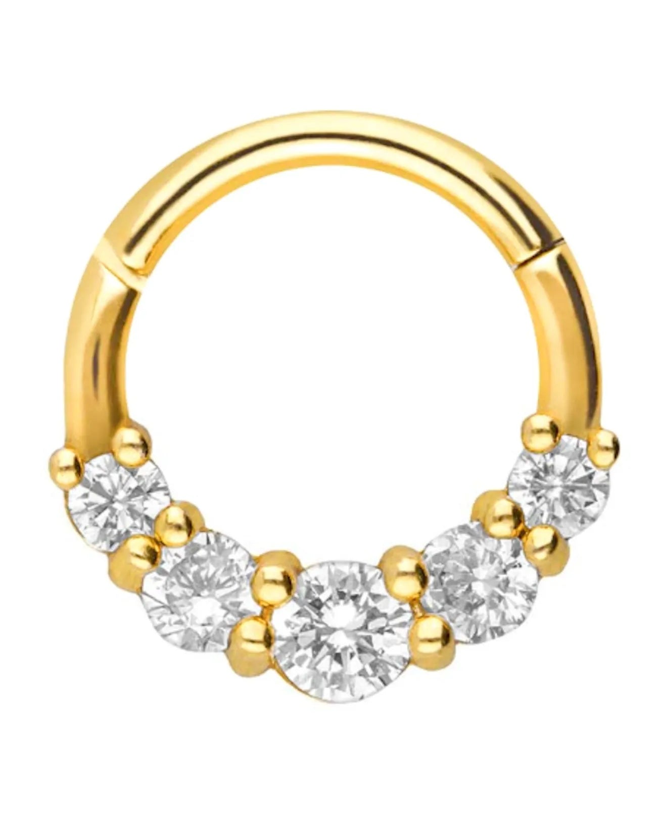 Surgical Steel Clicker Piercing Hoop - Crystal Wreath