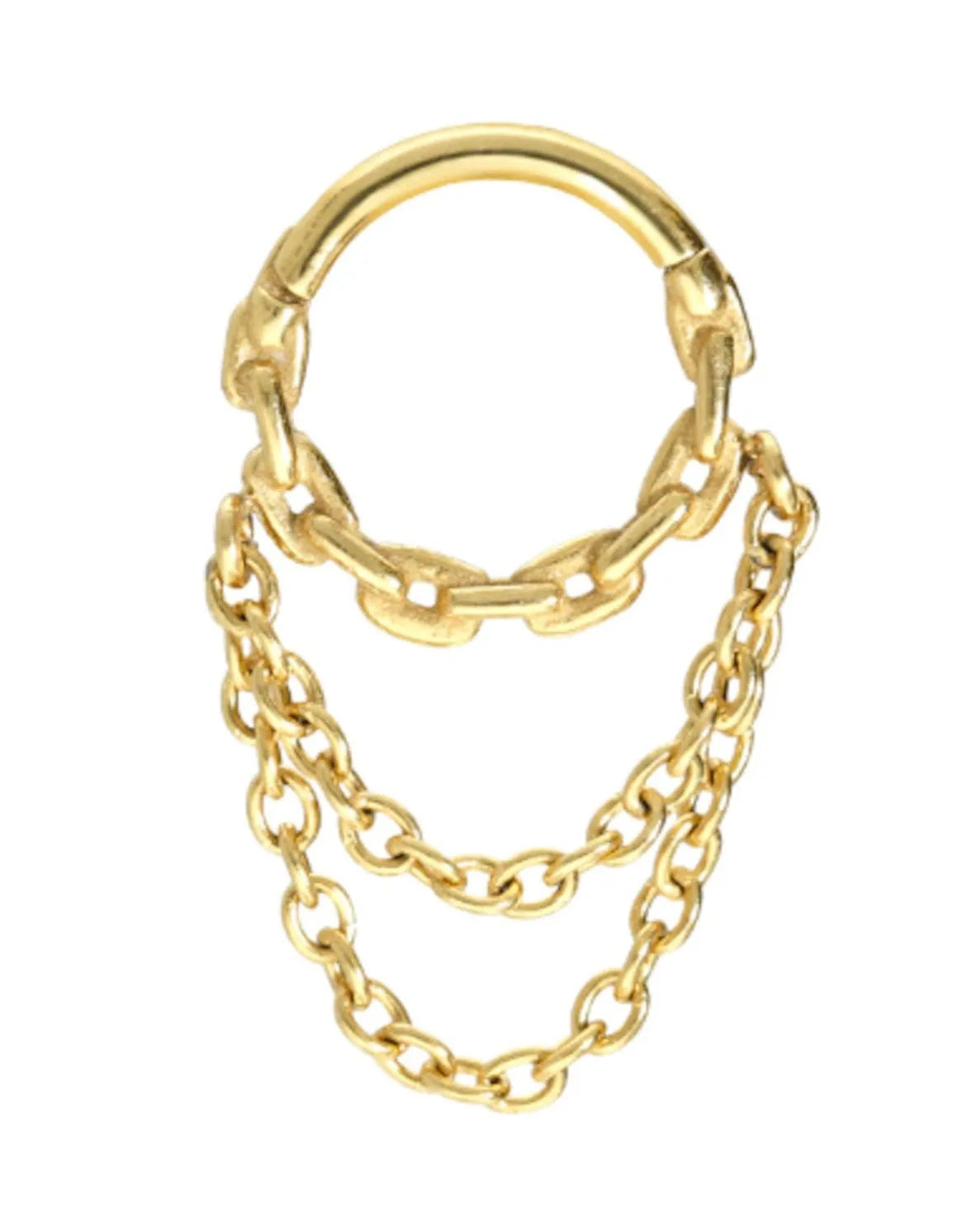 Surgical Steel Clicker Piercing Hoop - Dangling Chains