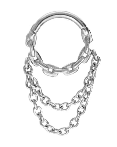 Surgical Steel Clicker Piercing Hoop - Dangling Chains