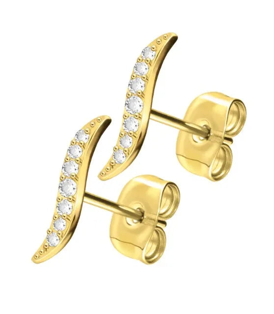 Titanium Stud Earrings - Crystal Waves