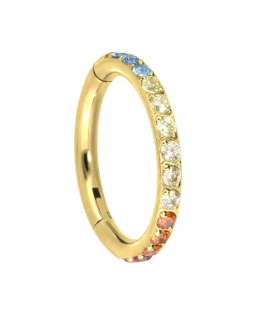 Titanium Clicker Piercing Hoop - Rainbow Sparkles