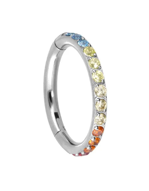 Titanium Clicker Piercing Hoop - Rainbow Sparkles