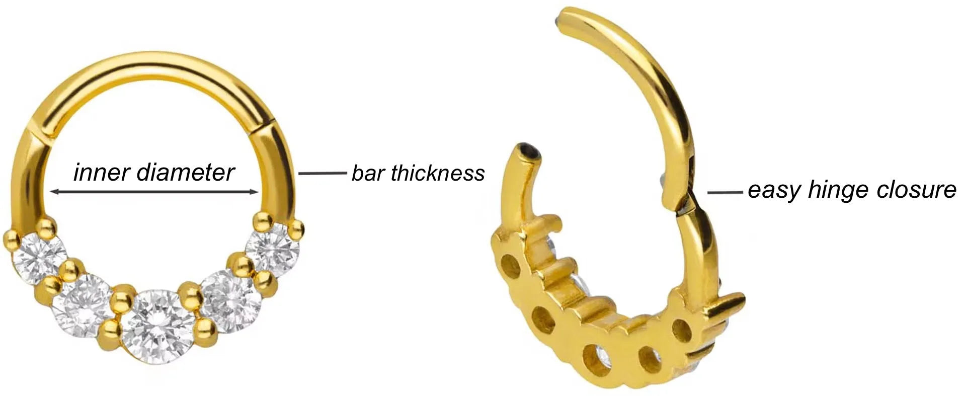 Surgical Steel Clicker Piercing Hoop - Crystal Wreath