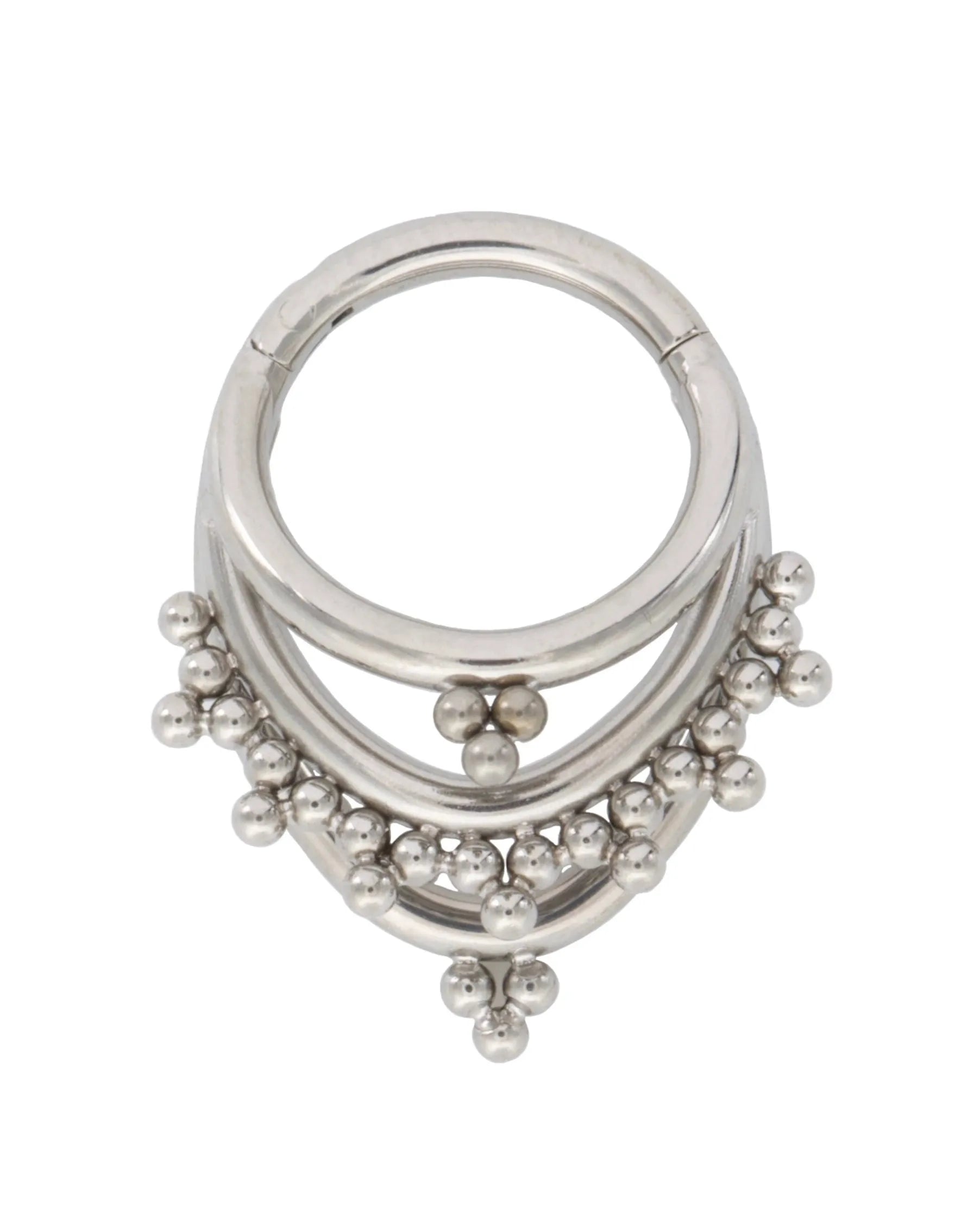 Titanium Clicker Piercing Hoop - Oriental Beaded Design