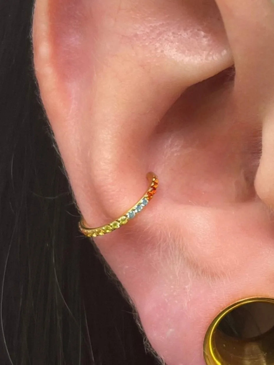 Titanium Clicker Piercing Hoop - Rainbow Sparkles